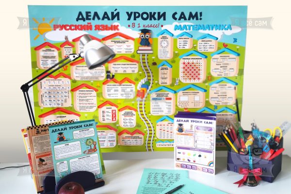 Плакат «Делай уроки сам» для 1 класса. Русский язык и Математика