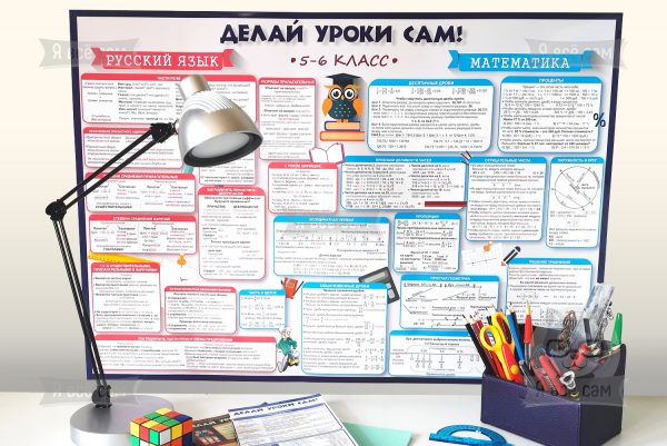 Плакат «Делай уроки сам» для 5-6 классов. Русский язык и Математика
